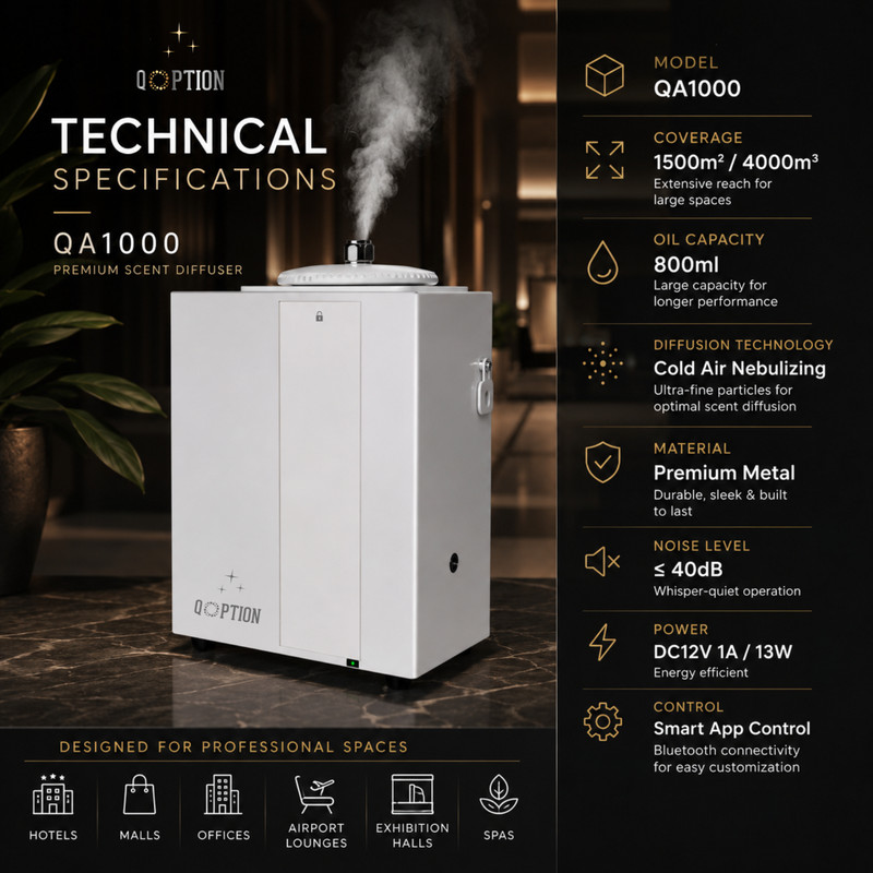 QA1000 Commercial HVAC Scent Diffuser 800mL Bluetooth Waterless Aroma Machine gallery