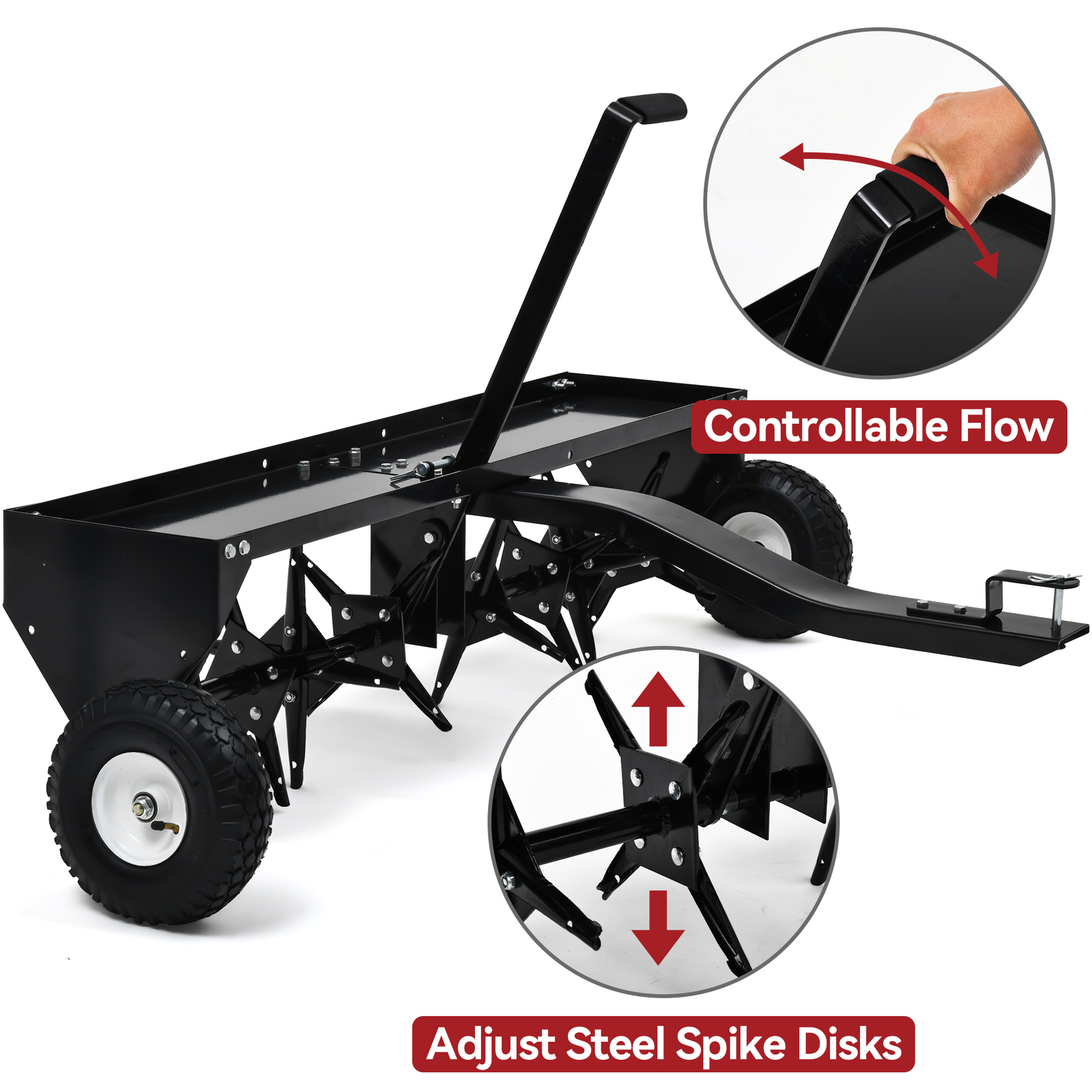 40" 101CM Tow Plug Lawn Aerator Lawn Spike Aerator Lawn& Garden Steel Heavy Duty gallery