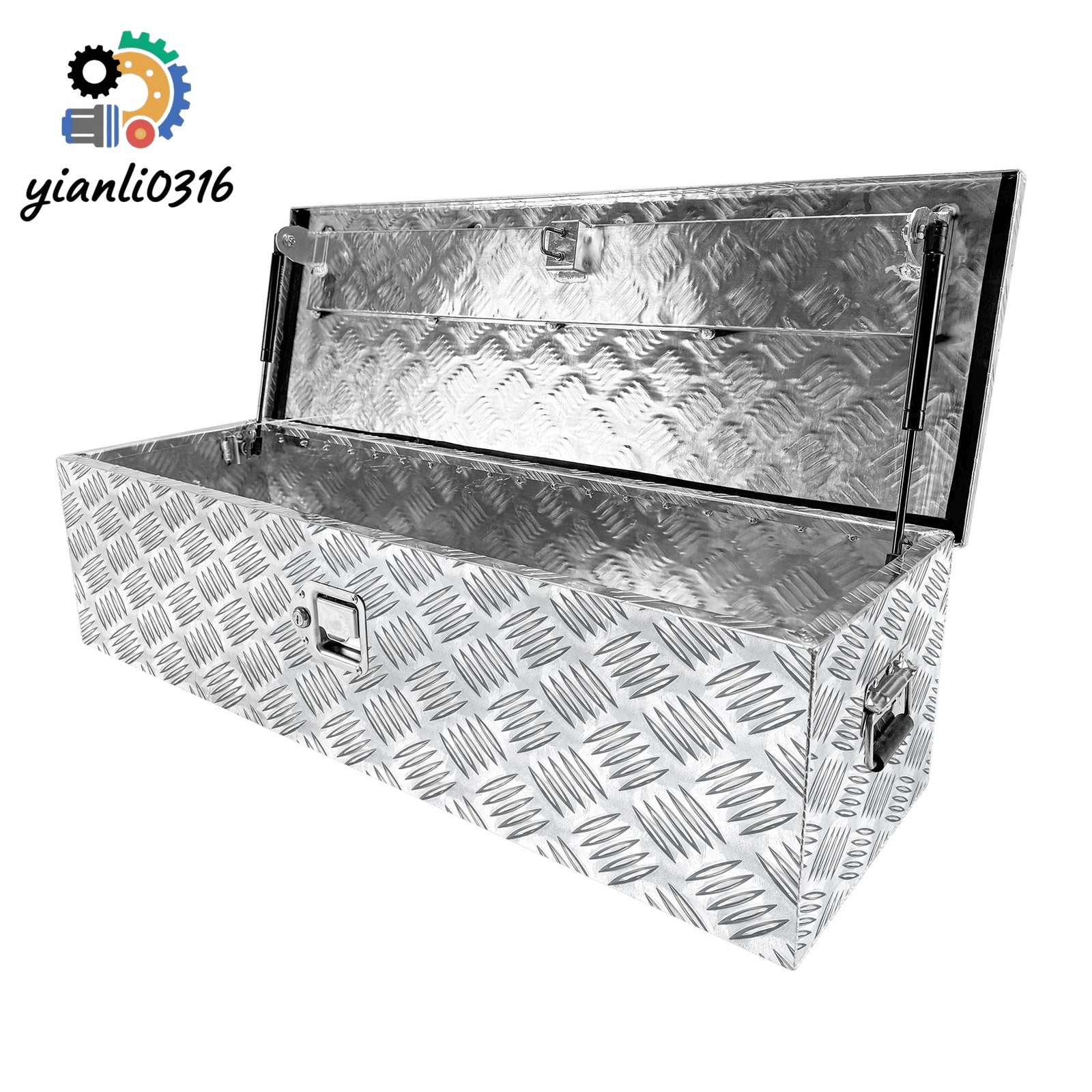 Aluminum Trailer Tool Box Heavy Duty Tool Storage Box Sliver 39"X13"X10" gallery