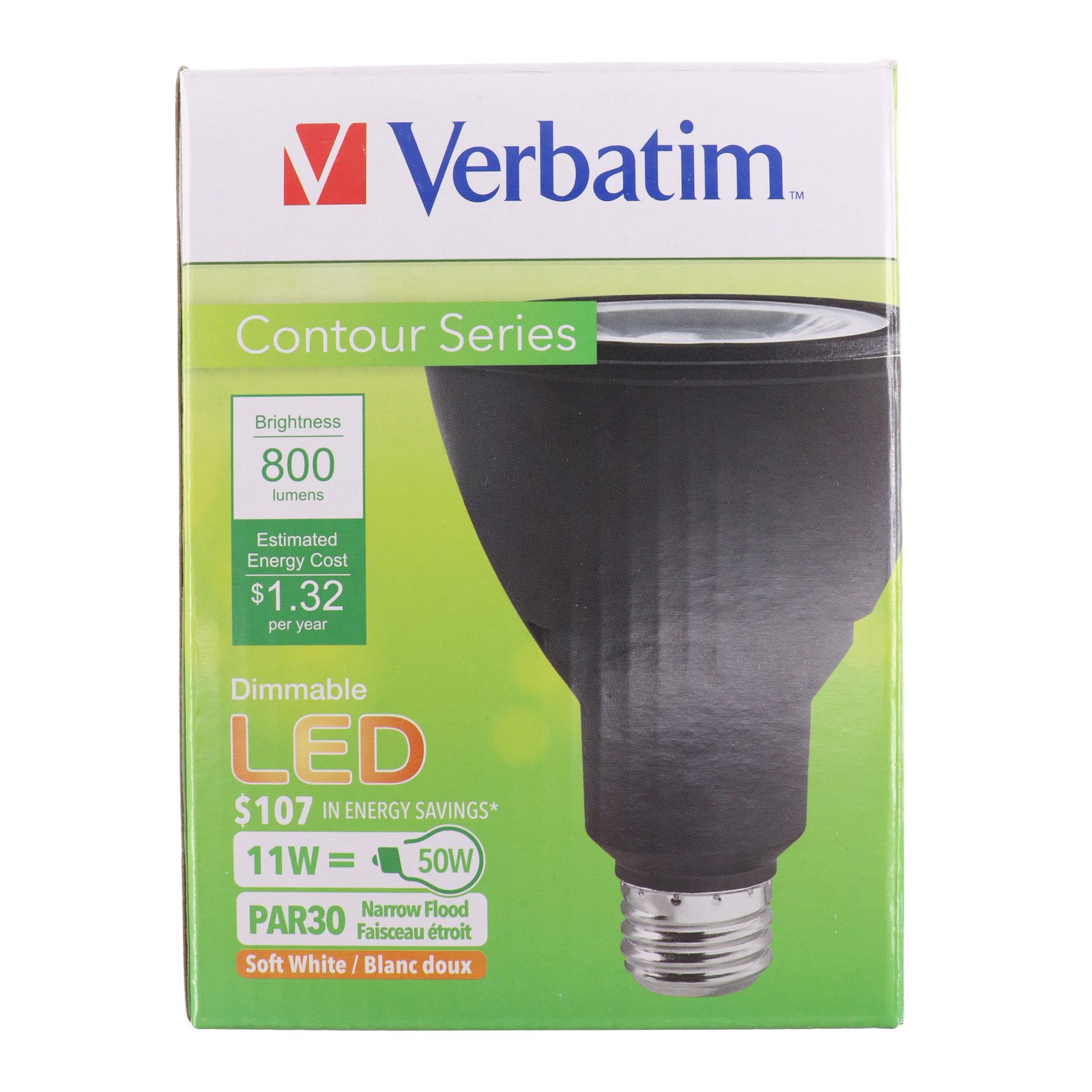 VERBATIM 99566 DIMMABLE PAR30 LED BULB, 120V, E26, 11W, 800LM, 2700K (6-PACK) gallery