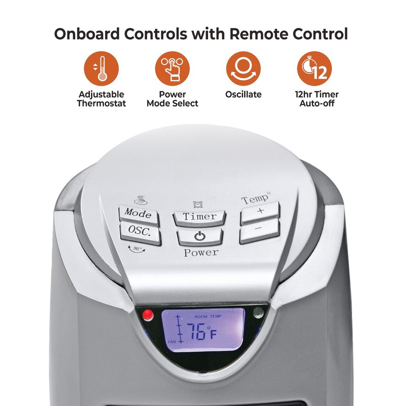 Comfort Zone Oscillating Digital Tower Space Heater with Remote Control gallery