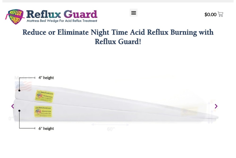 Reflux Guard Wedge for Double Bed. With Cover. Made In USA