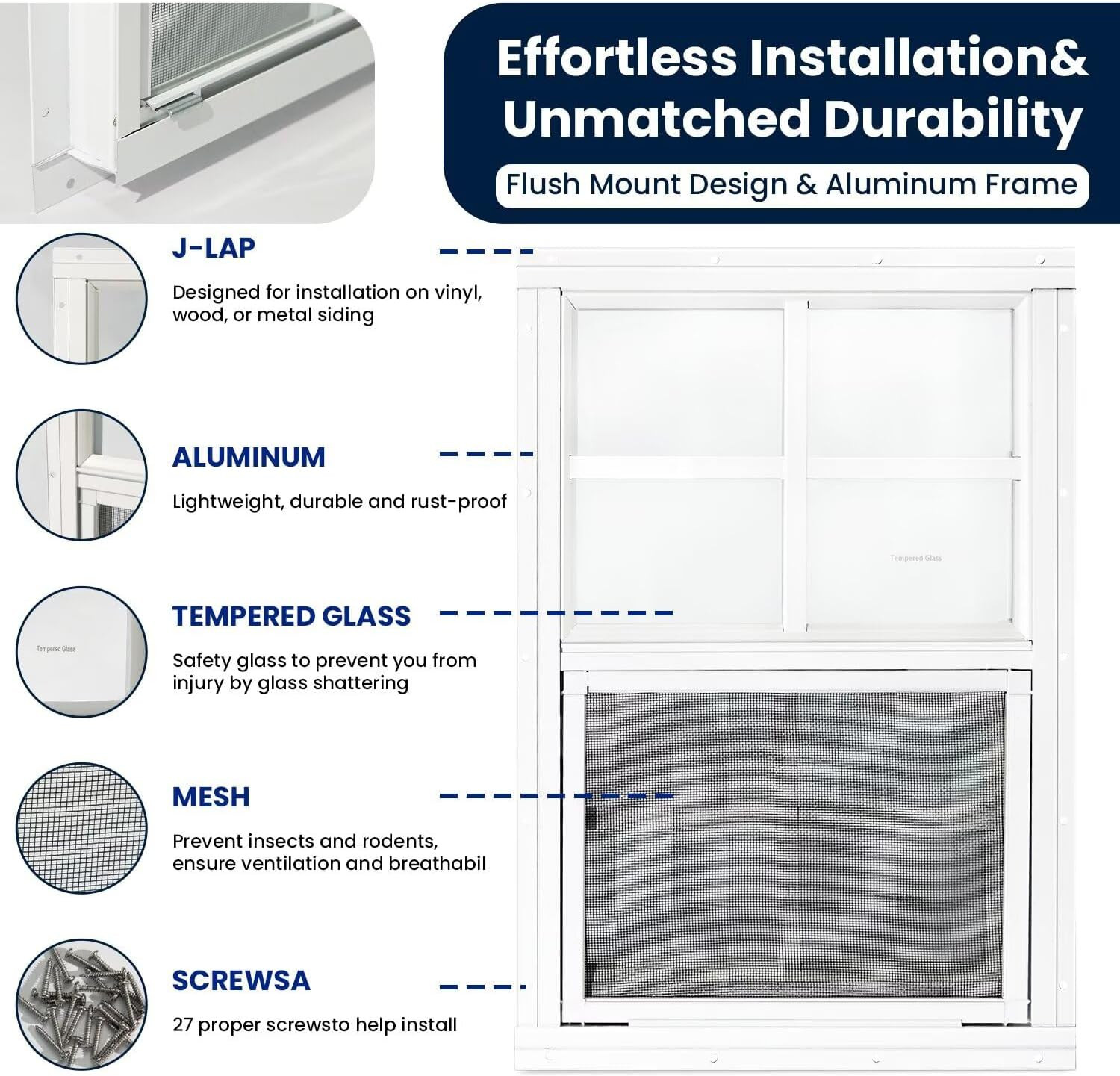 2 Pack Shed Windows,24" x 36" Small Sliding Windows,Flush Mount Windows with Tem gallery