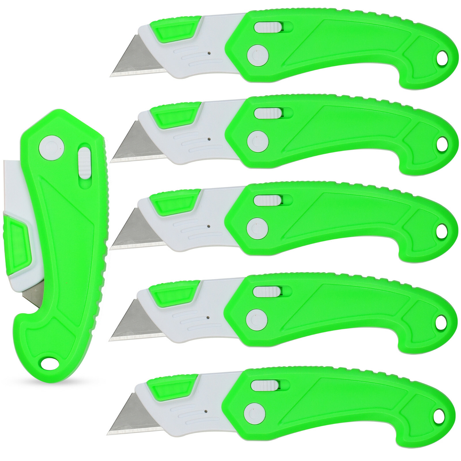 Lightweight Heavy Duty ABS Plastic Folding Saftey Utility Box Cutter 6pc Green gallery