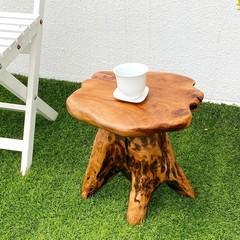 14.5″ Natural Cedar Tree Stump Stool – Unique Wood Side Table & Rustic End Table
