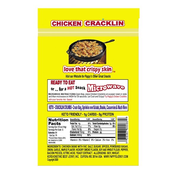 PAPPY’S CHICKEN CRACKLIN, CHICKEN & WAFFLES, KETO FRIENDLY – 3 OZ. BAG gallery
