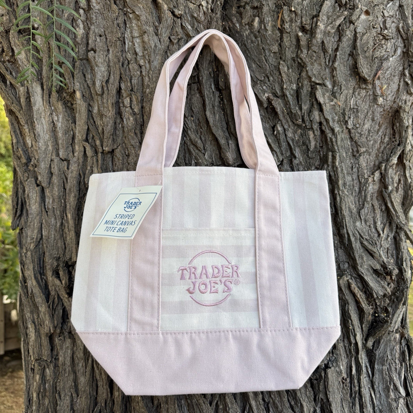 Trader Joe’s Striped Mini Canvas Tote Bag Petal Pink Summer 2026 Limited Release gallery