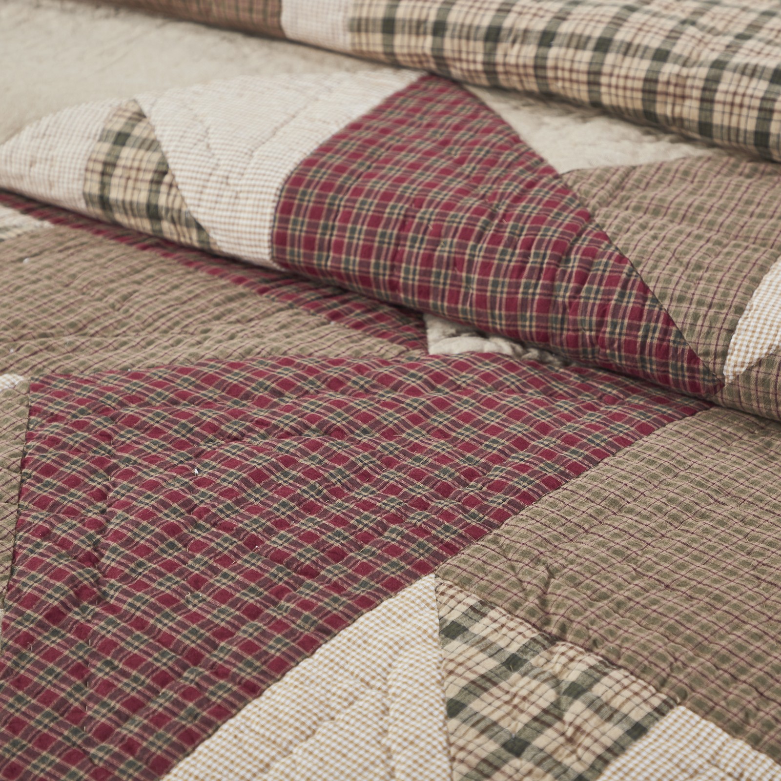 VHC Brands Primitive King Quilt Tan Cider Mill Chambray Cotton Bedroom Decor gallery