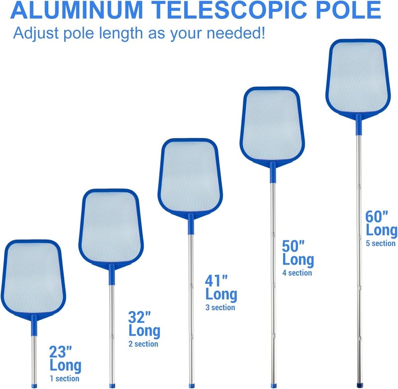 Pool Skimmer Net with Adjustable Aluminum Pole 23 to 60 Inches Ultra Fine Mesh gallery