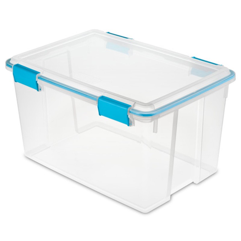 Sterilite 54 Quart Gasket Box, Stackable Storage Bin with Latching Lid, 4 Pack gallery