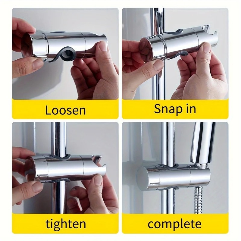 Universal Adjustable Shower Head Holder 18.5 -25mm Chrome ABS Rail Mount gallery