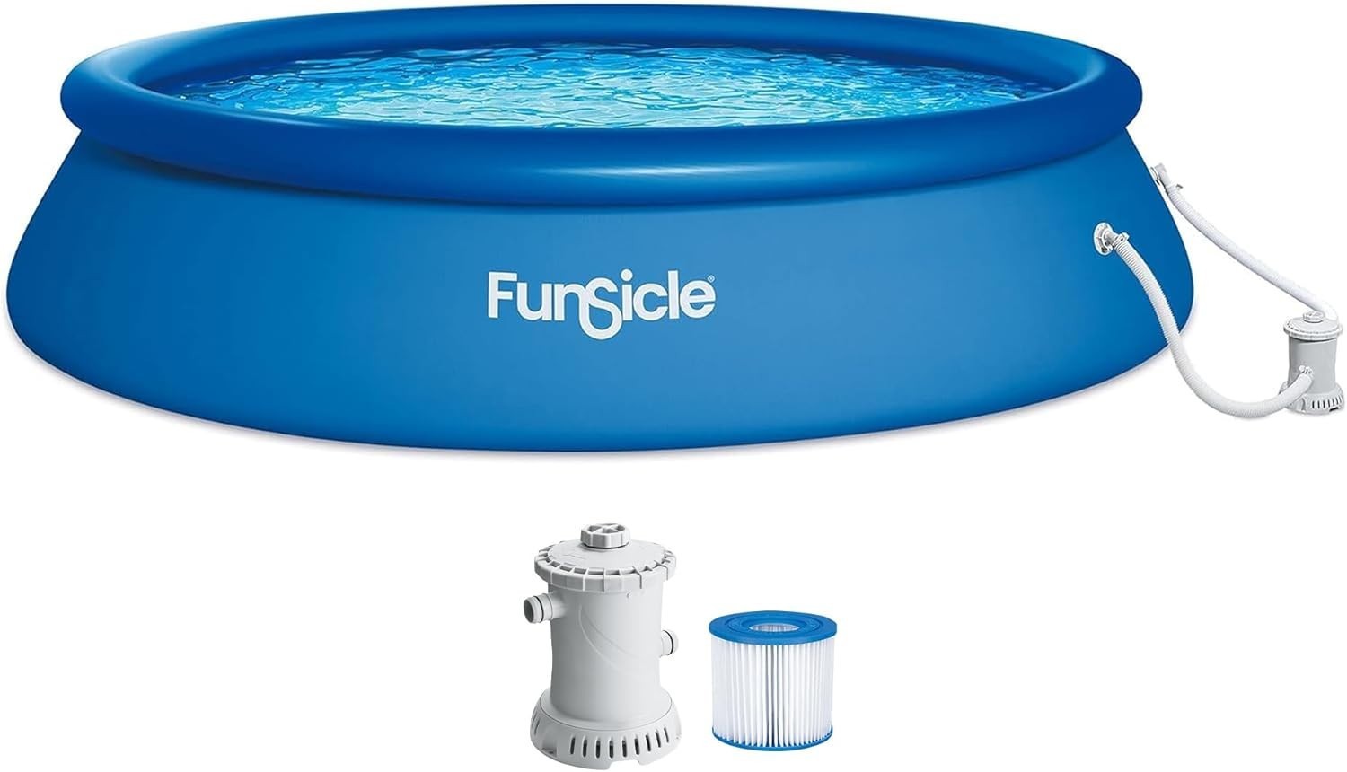 Above Ground Pool, 15'x36" Round Quickset w/ 800 GPH Pump, Type D Cart & Patch gallery