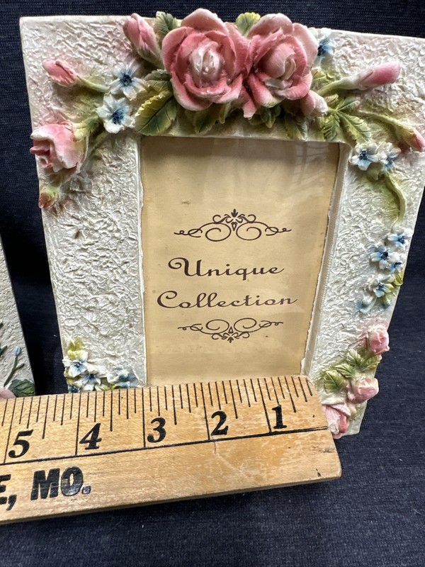 2 - Picture Frames 3D Style Roses Theme For 3”x5”Photos w/Glass Rear Loading gallery