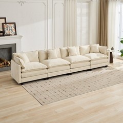Convertible Sectional Sofa Upholstered 4 Seater Sofa Couch Lounge Deep Seat Sofa