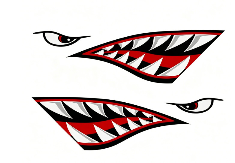 2 Shark Teeth Mouth Reflective Decals Graphics Sticker for Kayak Canoe Car Truck gallery