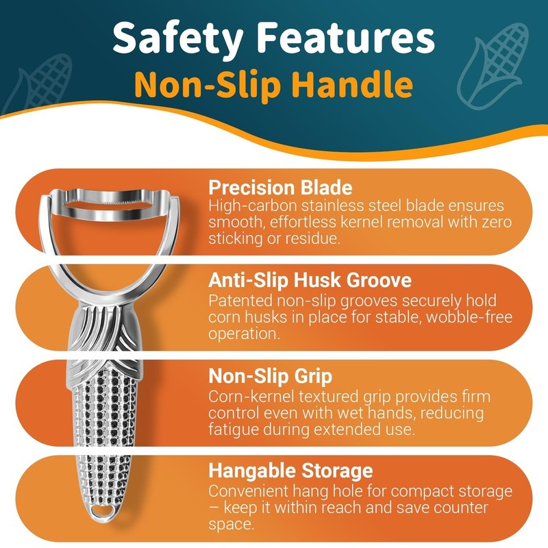 Corn Stripper Tool, Stainless Steel Corn Peeler - Easy to Use Manual Tool for... gallery