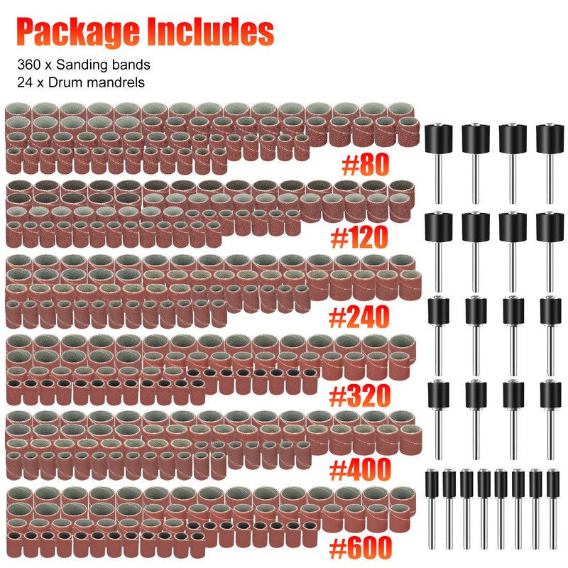 384PCS Sanding Drum Kit Nail Drill Bits Polished Dremel Accessories Rotary Tool gallery