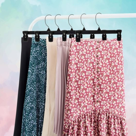 Hanger Central 25 Pack Black Plastic Pants Hangers with Extra Long Clips 12 inch gallery