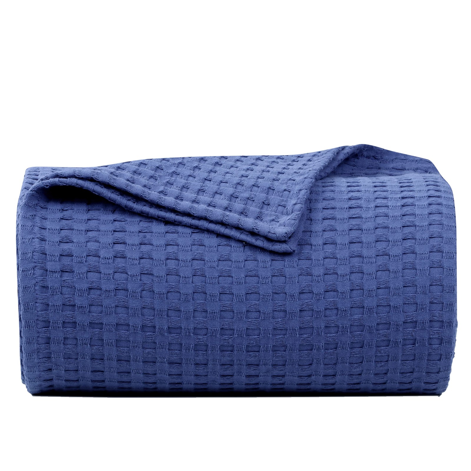 100% Cotton Waffle Weave Blanket - Twin XL Lightweight & Breathable Navy Blue. gallery