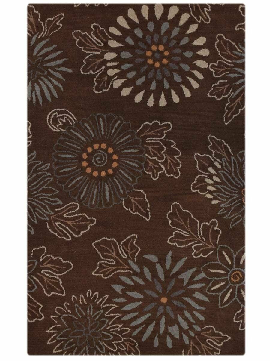 Eco-Friendly Hand Tufted Wool Area Rug Floral Brown BBH Homes BBK00730 gallery