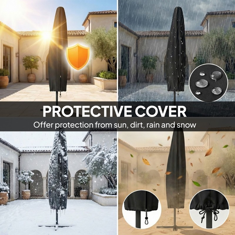 10 ft Offset Patio Umbrella with Cover, Cantilever Umbrella gallery