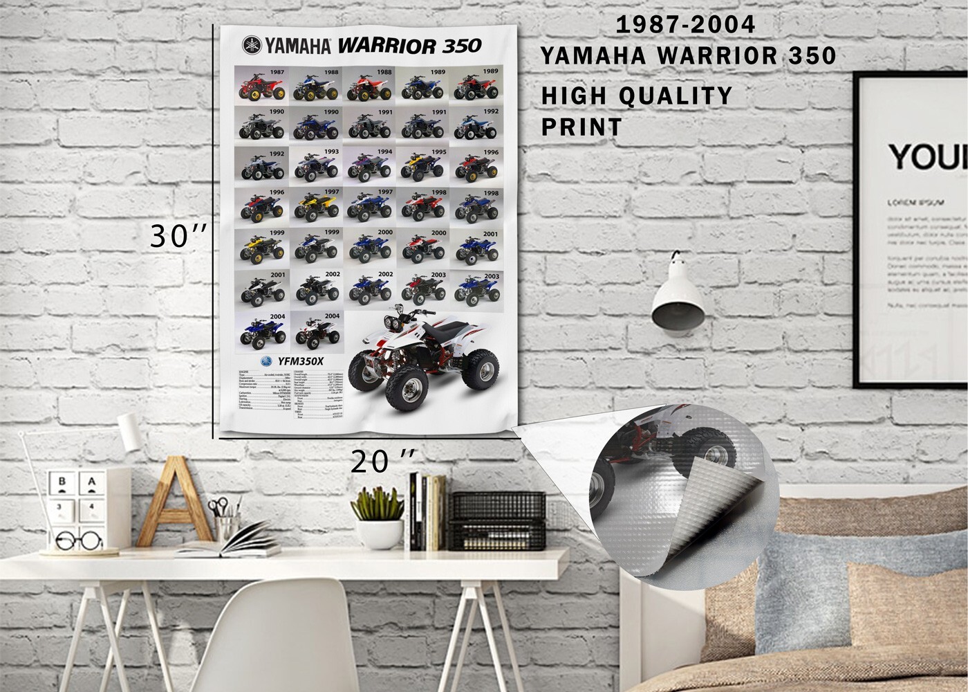 Yamaha Warrior 350 Generations Banner Poster 1987 - 2004 YFM350X print Art gallery