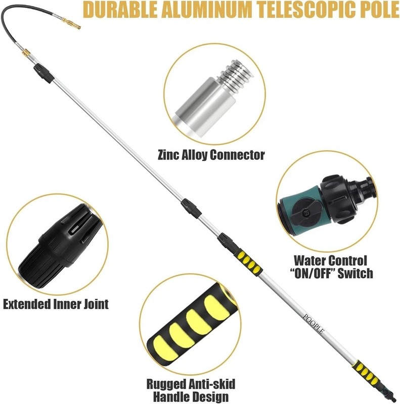 24FT Reach Gutter Cleaning Tools from The Ground, Telescopic Rain Gutter Cleaner gallery
