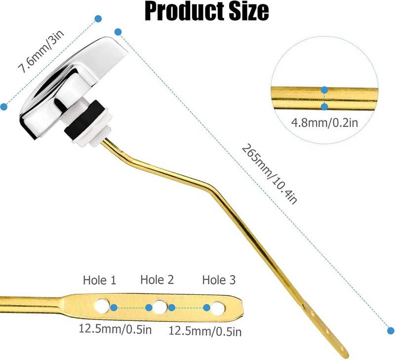 2× Easy Use Side Mount Toilet Flush Lever Handle Angle Universal Toilet Handle gallery