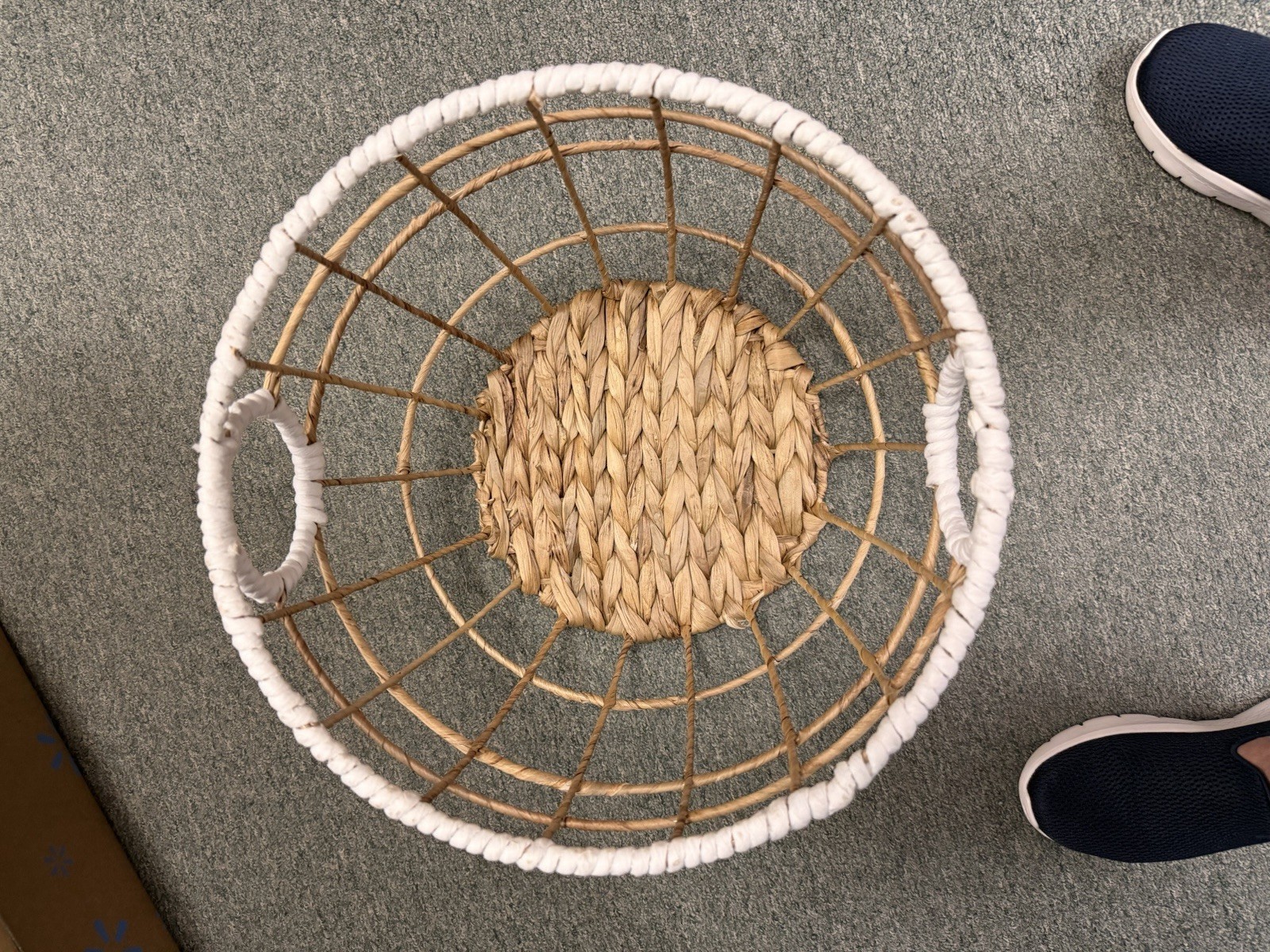 Pillowfort Woven Storage Basket Natural White Rope Handles Round gallery