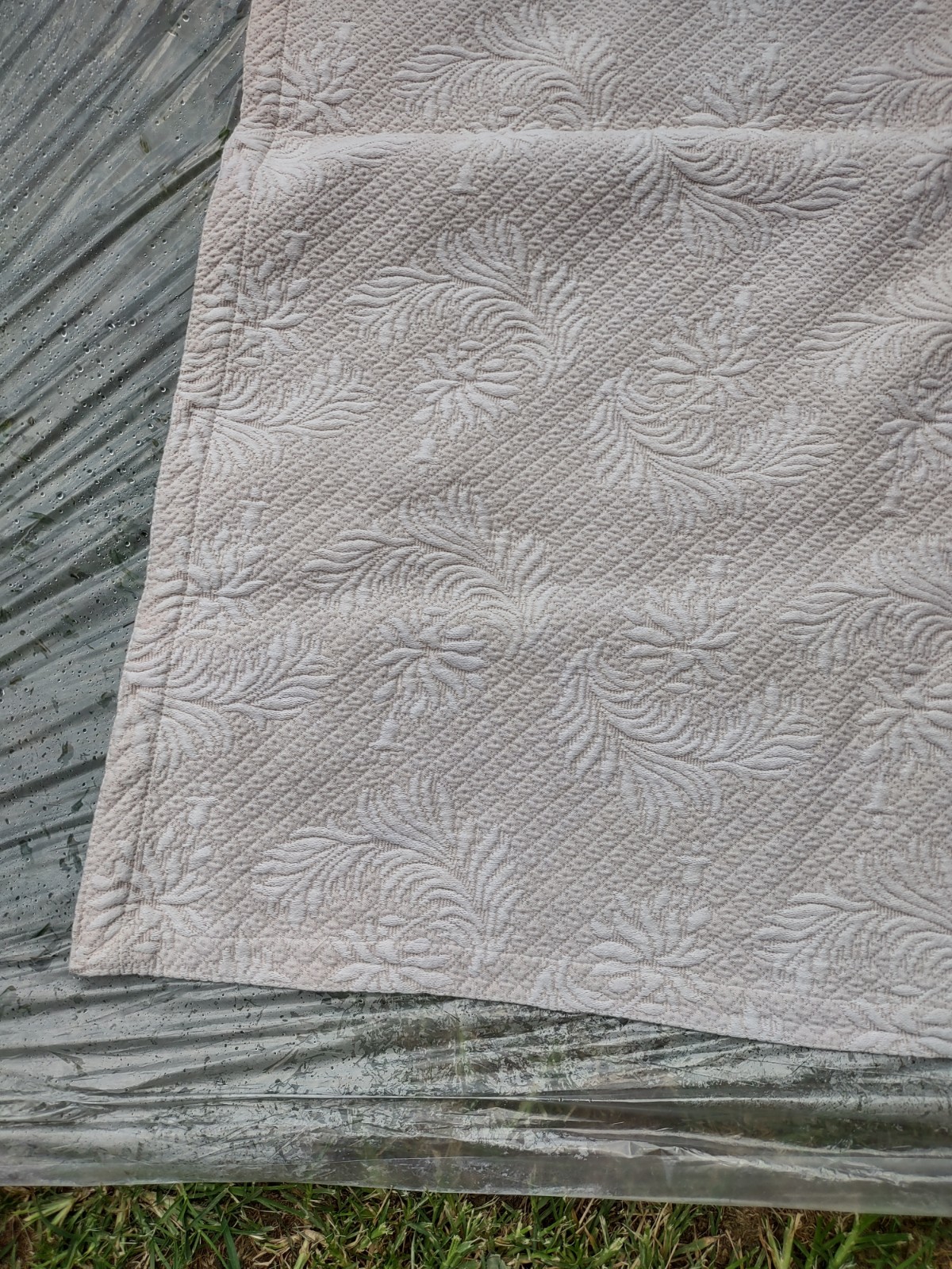 Matelasse Coverlet Creamy Beige Cotton Made in Portugal 82 1/2" x 87 1/2" gallery