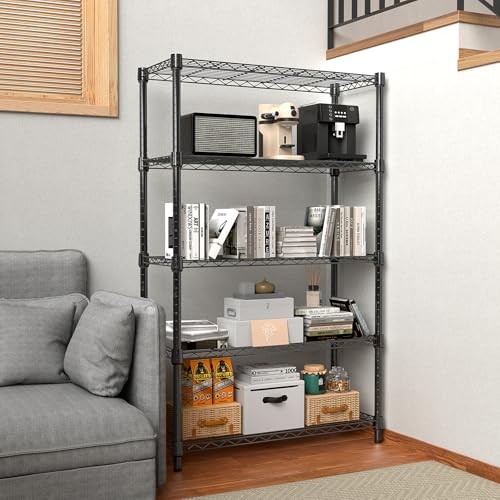 1250 lbs Storage Shelving Utility 5 Tier 13.7" D x 23.6" W x 62.4" H Black gallery