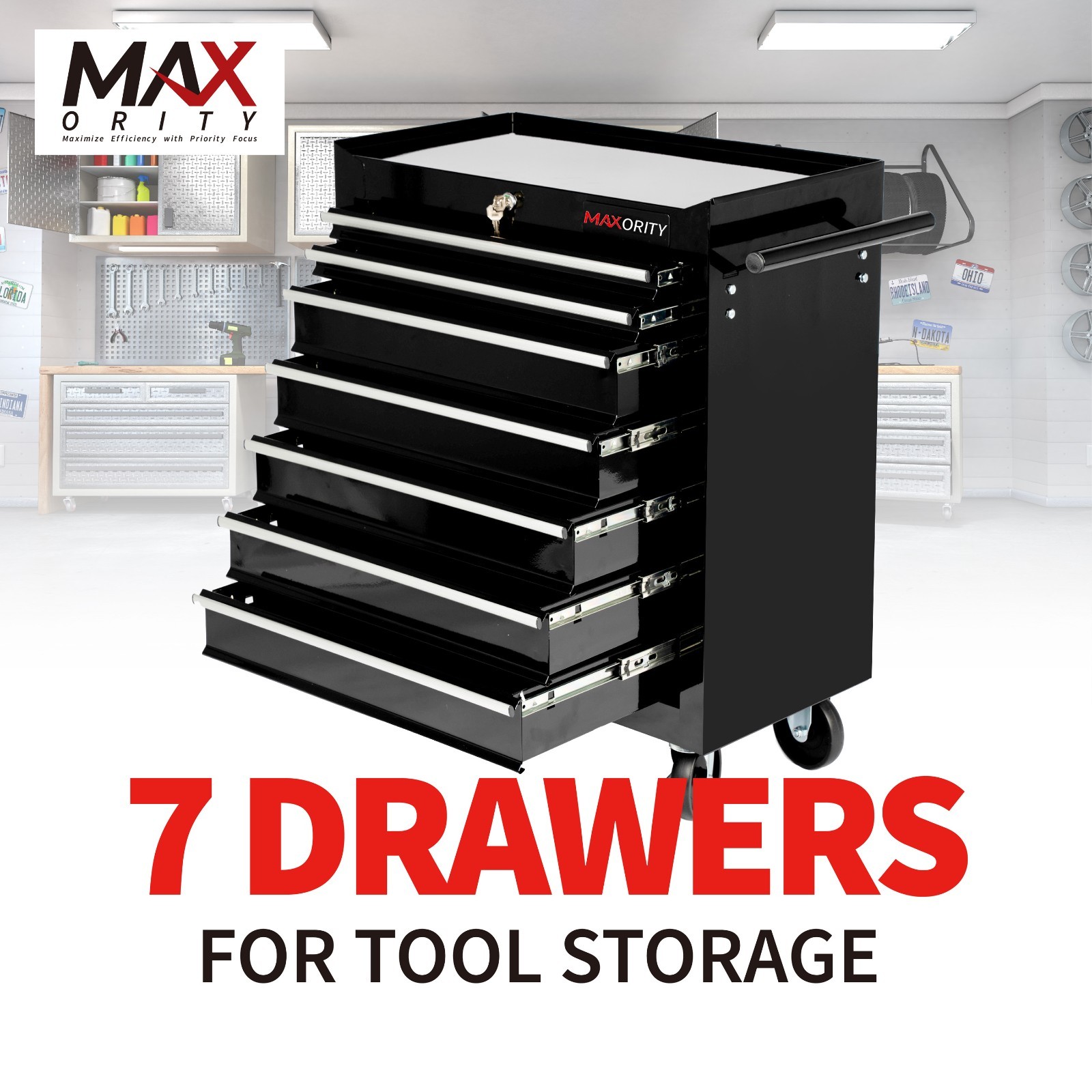 7-Drawer Rolling Tool Cart with Locking Mechanism & Wheels Mobile Tool Cabinet gallery
