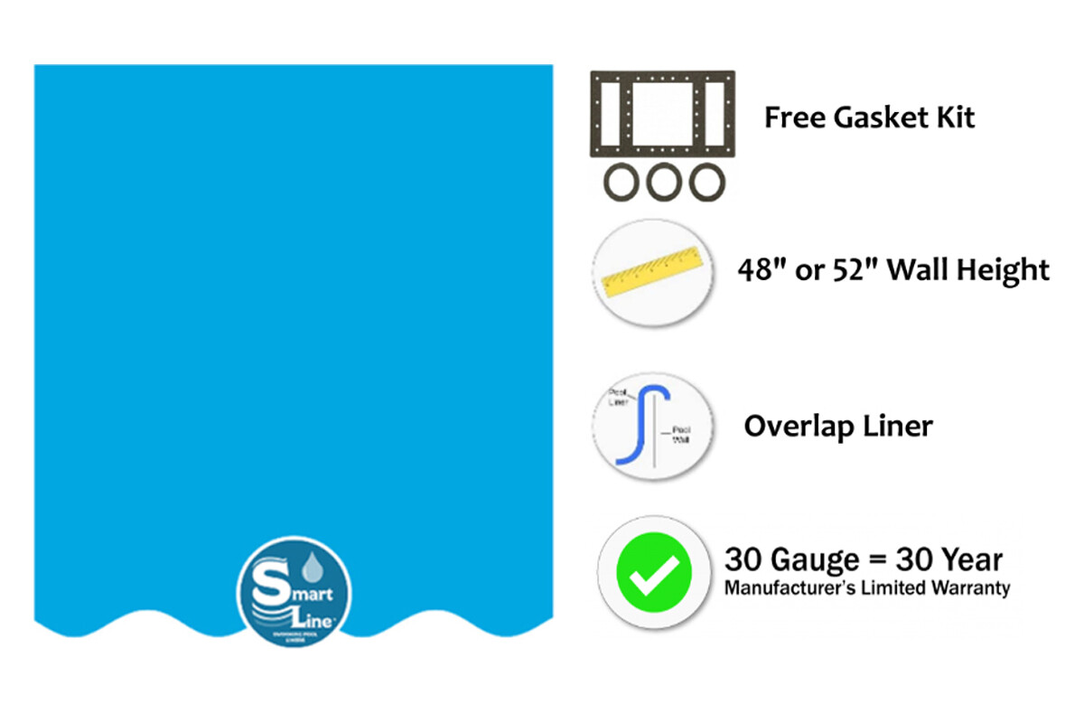 SmartLine Plain Blue Swimming Pool Overlap Liner 30 Gauge - (Various Sizes) gallery