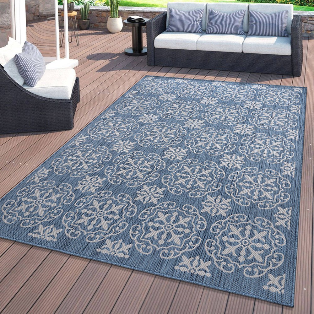 Rugshop Indoor Outdoor Rug Transitional Geometric Textured Flat Weave Porch Rugs