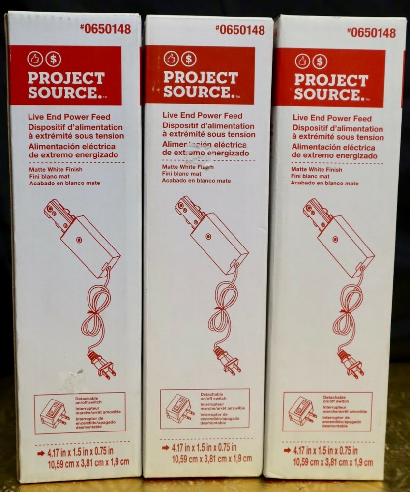 Project Source Live End Power Feed for Track Lighting Matte white 0650148. 427P