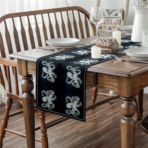 Gray Blue Octopus Table Runner Tentacles Bedding Seasonal Set Ocean 13" x 91" gallery