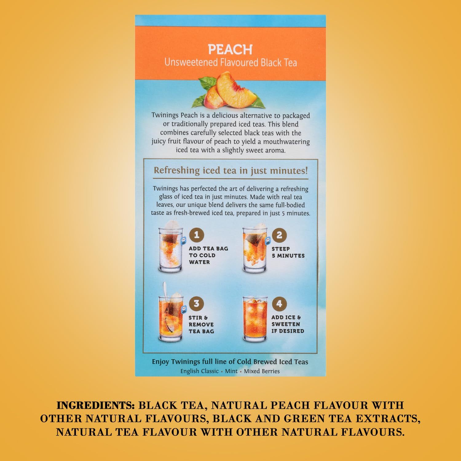 Twinings' Cold Brewed Peach Black Tea Bags - 20 count gallery