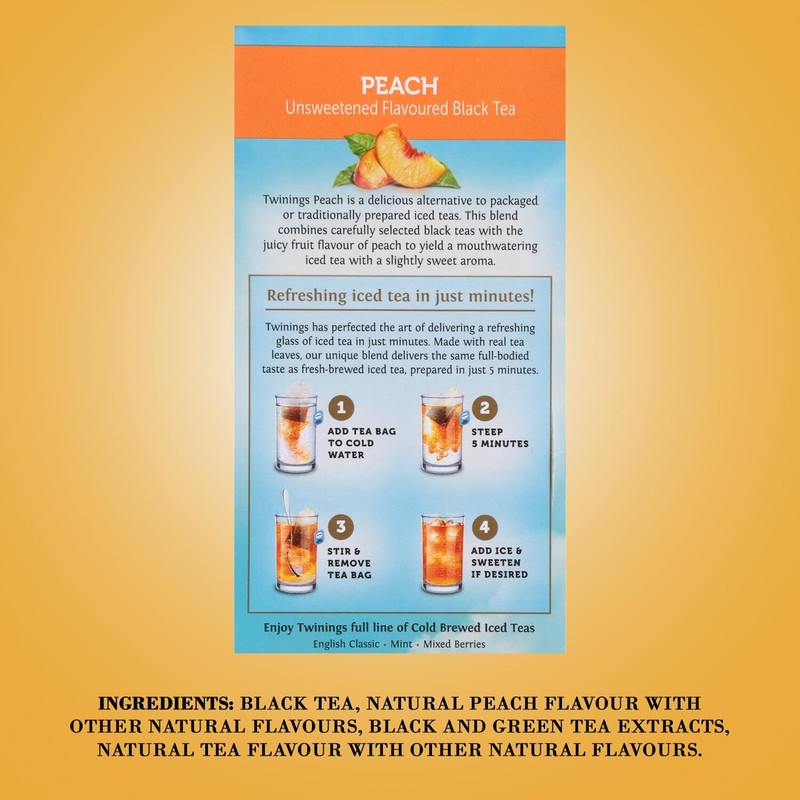 Twinings' Cold Brewed Peach Black Tea Bags - 20 count gallery