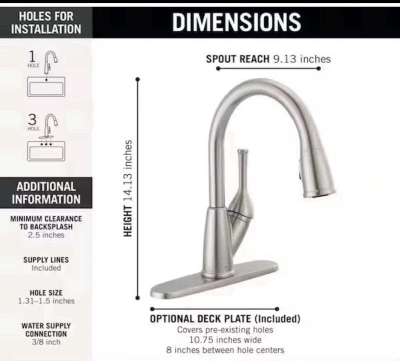 Delta Classic 1-Handle Pull-Down Kitchen Faucet Stainless 19810-SS DST gallery