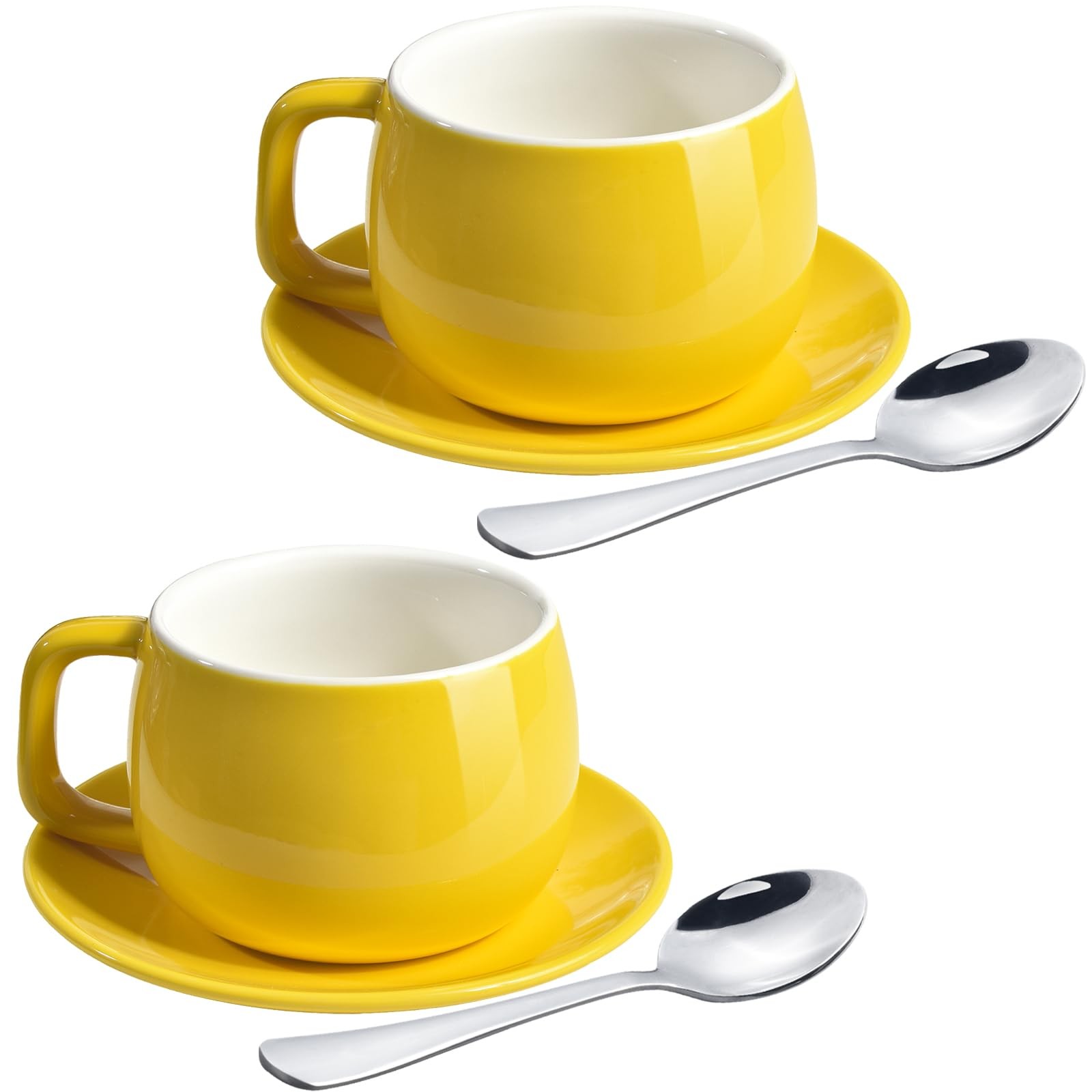 Porcelain Coffee Cup with Saucers and Spoons 270ml/9oz for Latte, Cappuccino ... gallery
