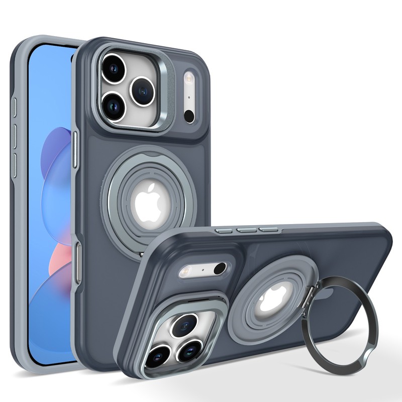 For iPhone 17 Pro Max 16 15 14 13 Magnetic Silicone Grip Ring Camera Stand Case gallery