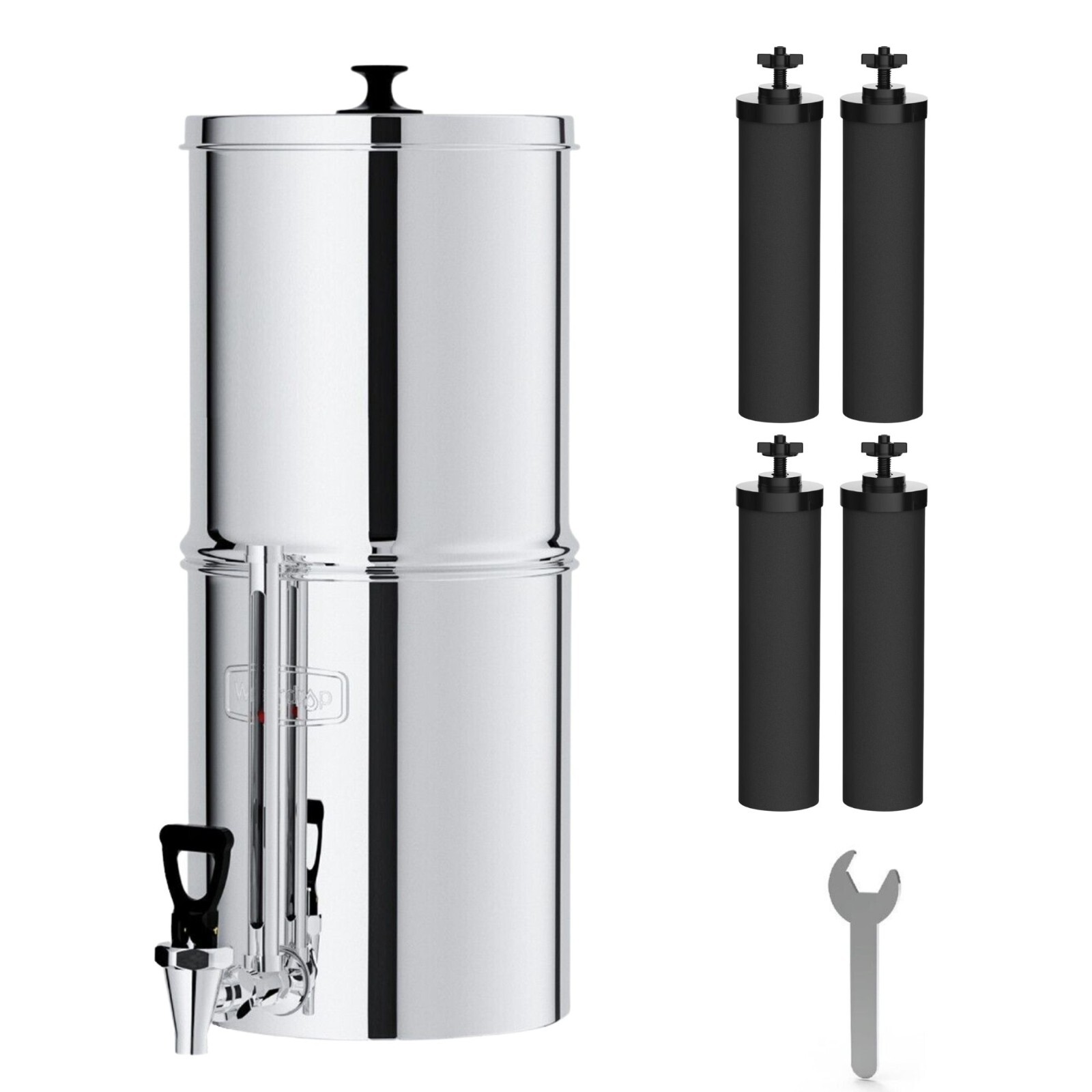 Waterdrop Gravity-fed Water Filter System, with 4 Filters, 2.25G Stainless-Steel gallery