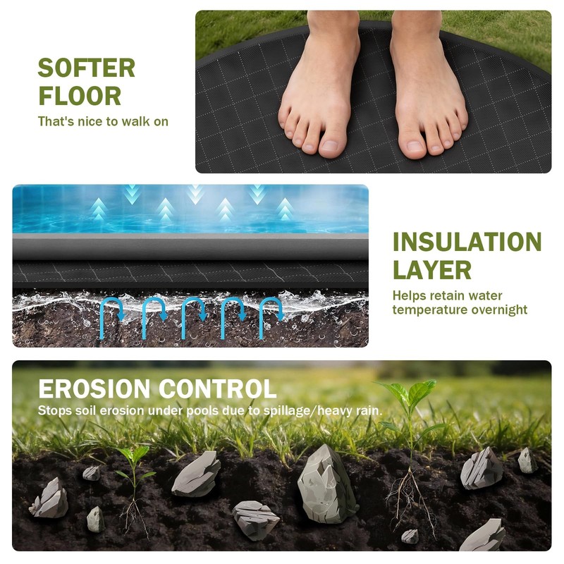 12 FT Round Pool Liner Pad Waterproof Mat for Above Ground Pools, Debris gallery