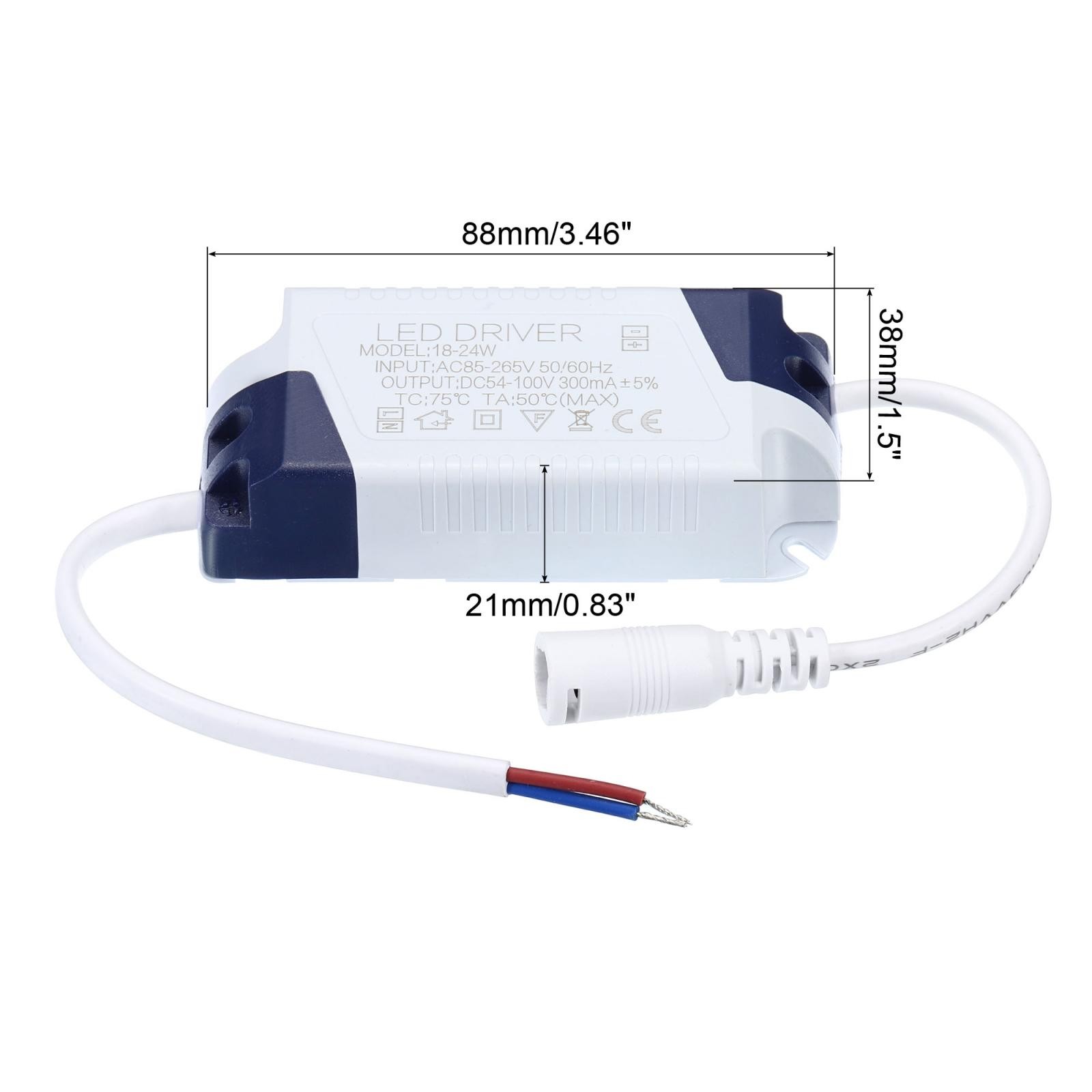 18-24W 300mA LED Driver AC 85-265V Output 54-100V DC Female Connector gallery