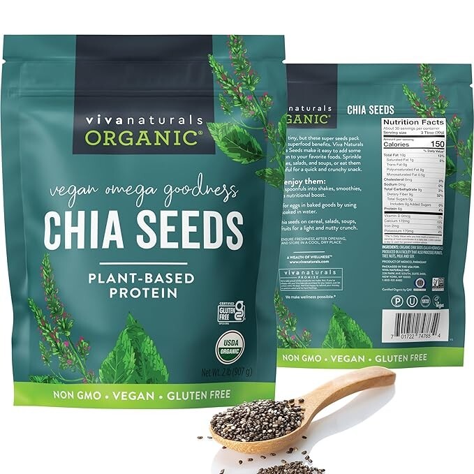 Organic Chia Seeds 2 LBs - Plant-Based Omega-3 and Vegan Protein, Non-GMO Chi... gallery