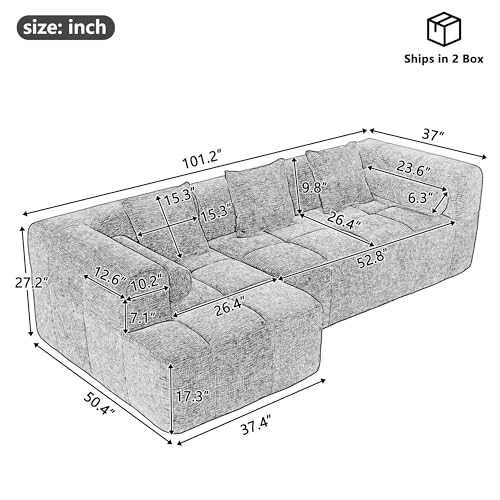 Left Facing Corner Cloud Sectional Sofa Full-Compressed Boneless Sofa Green/L gallery