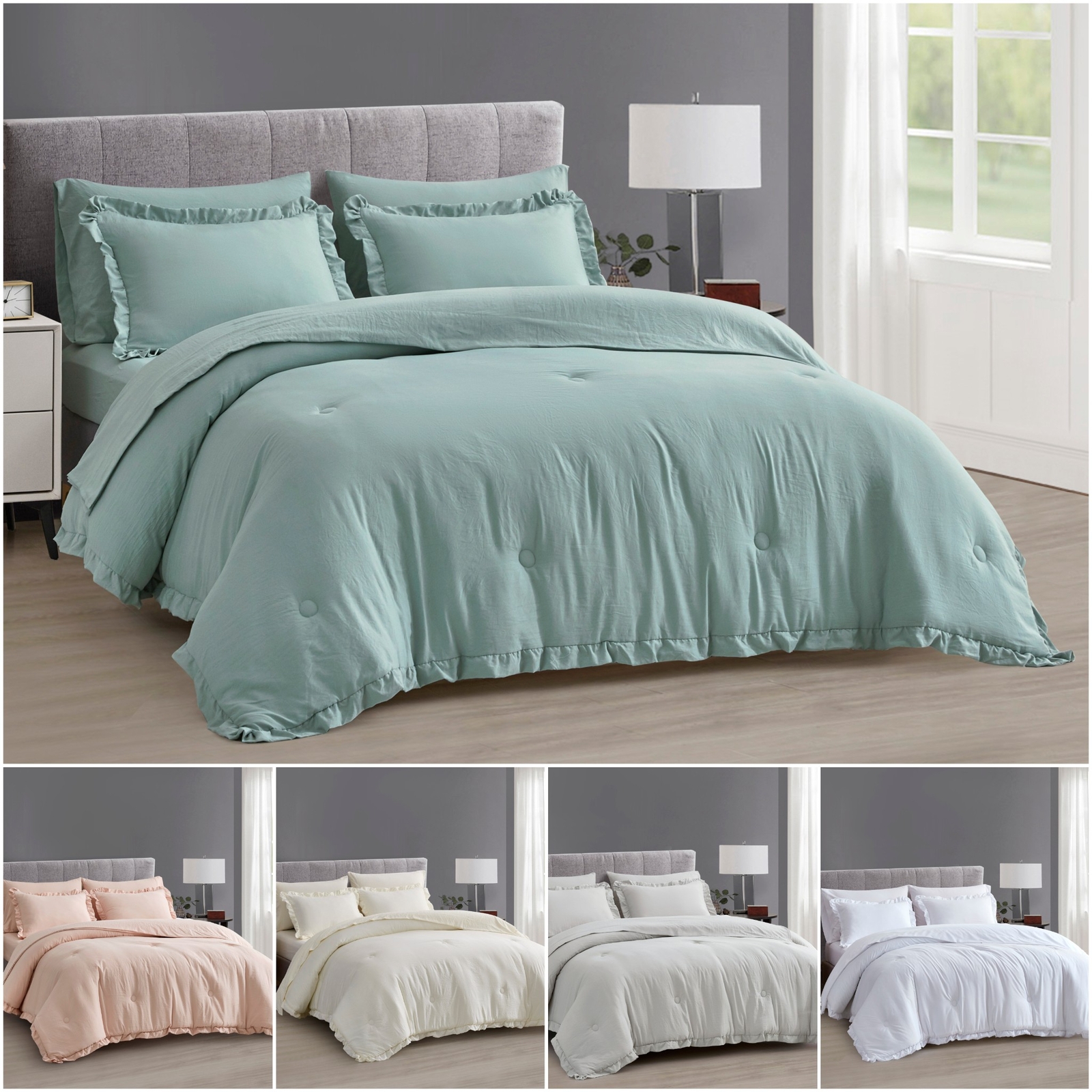 Chezmoi Collection Eleanora Bed in a Bag Comforter Set w/ Ruffle Edge Trim gallery