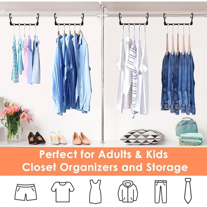 Space Saving Magic Hangers Closet Organizer Heavy Duty Cascading Hangers Set New gallery