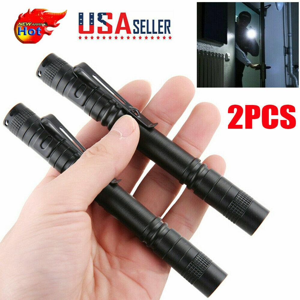 2x Tactical Flashlight Small LED Torch Light Mini Super Bright Penlight gallery