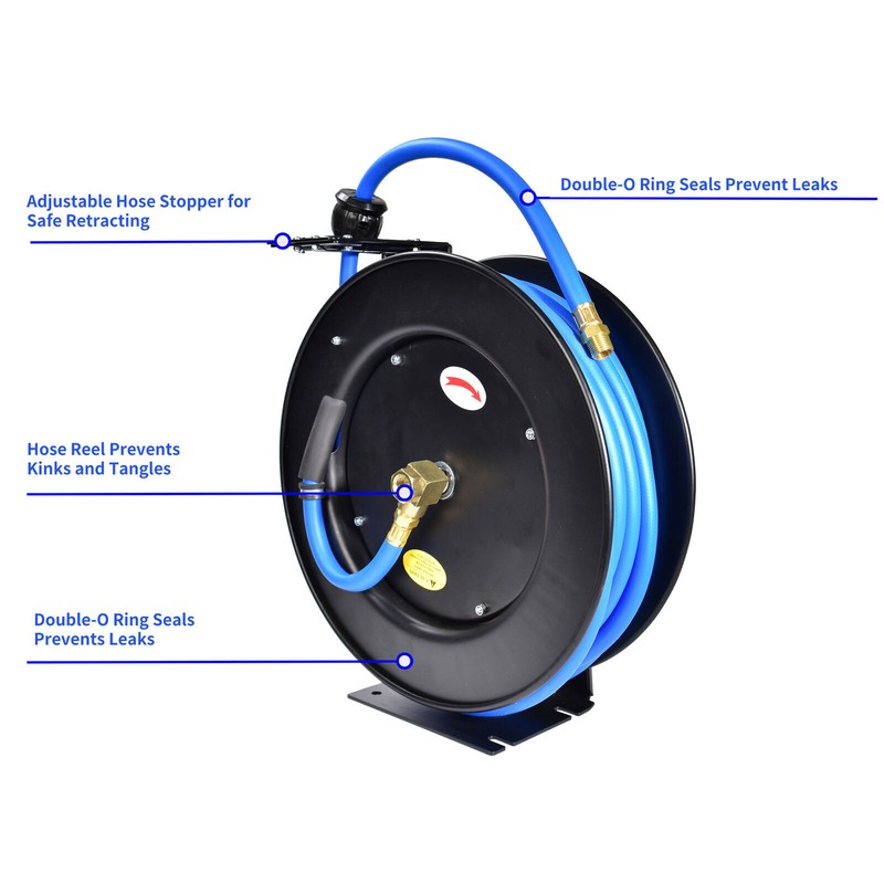 AAIN Auto Car Rewind Retractable Heavy Duty Steel Air Hose Reel, 3/8" x 50 Ft gallery